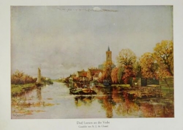 1917 - alter Druck - Dorf Loenen an der Vecht (Gemälde von Fr. J. du Chattel)